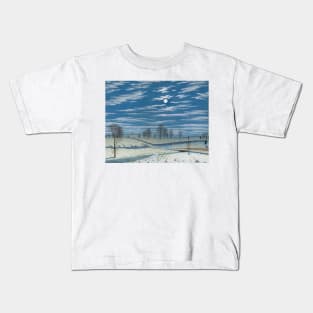 Winter Scene In Moonlight by Henry Farrer Kids T-Shirt